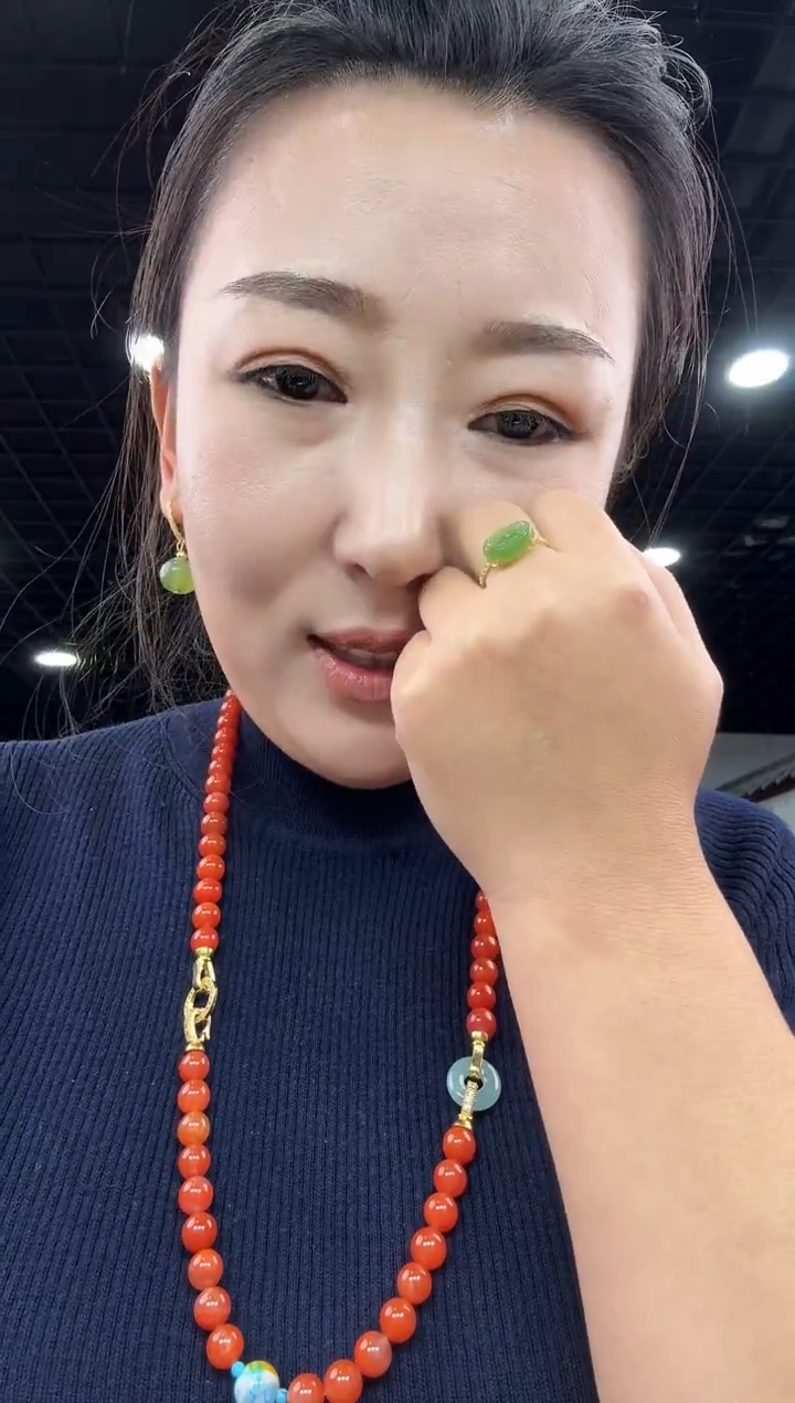 银S925镶嵌戒指和田玉如意戒指