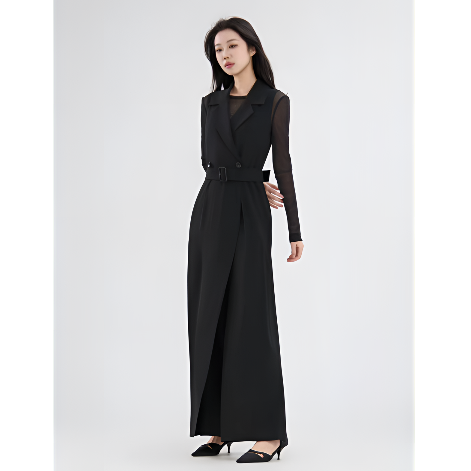 哥弟26新款高智感通勤垂顺简约气质百搭时尚连体裤(附腰带）110038