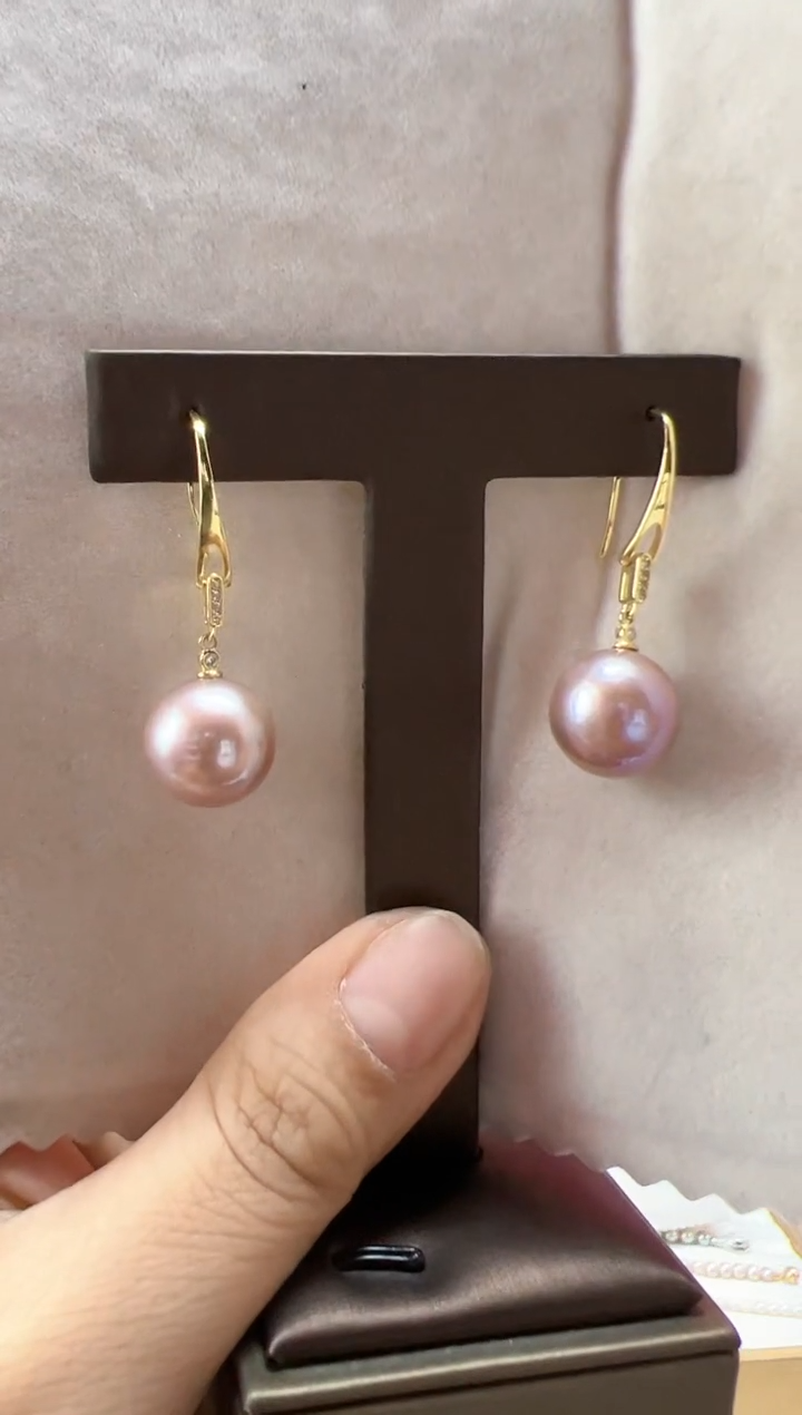【闪购商品】淡水珍珠耳饰未镶嵌吊镶紫珠耳钩