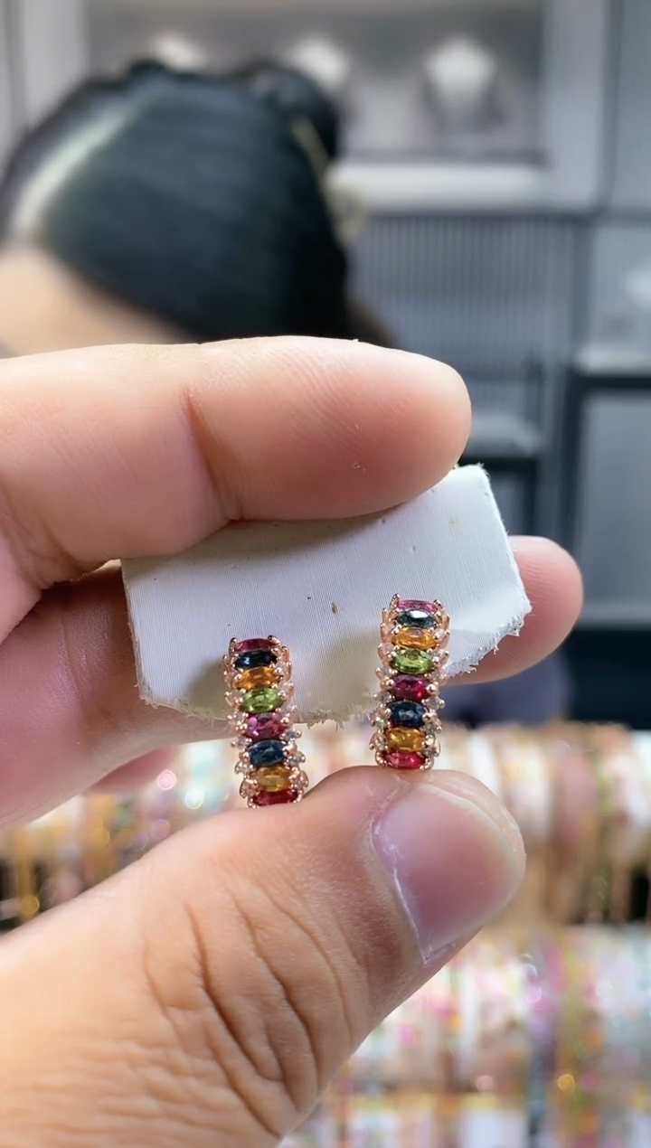 银S925镶嵌耳扣碧玺453354354354345