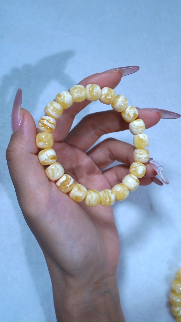 【闪购商品】蜜蜡手链未镶嵌收藏级10mm金瓷白虎皮妖花