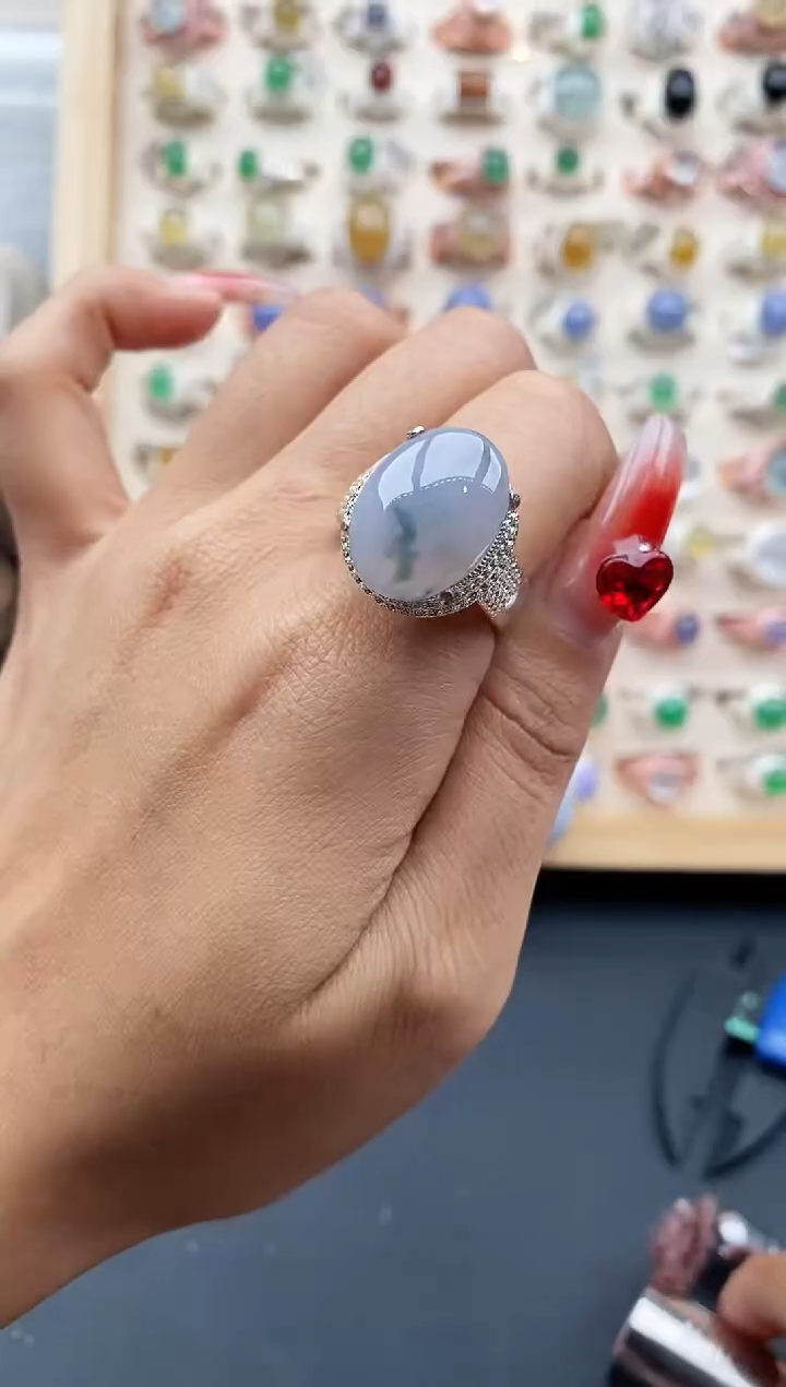 【闪购商品】翡翠戒指未镶嵌缅甸天然A货翡翠555  7+10