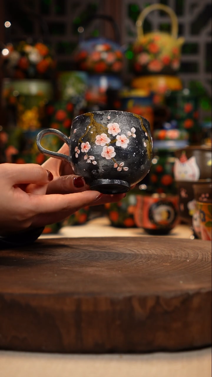 紫砂 油画手绘釉下彩