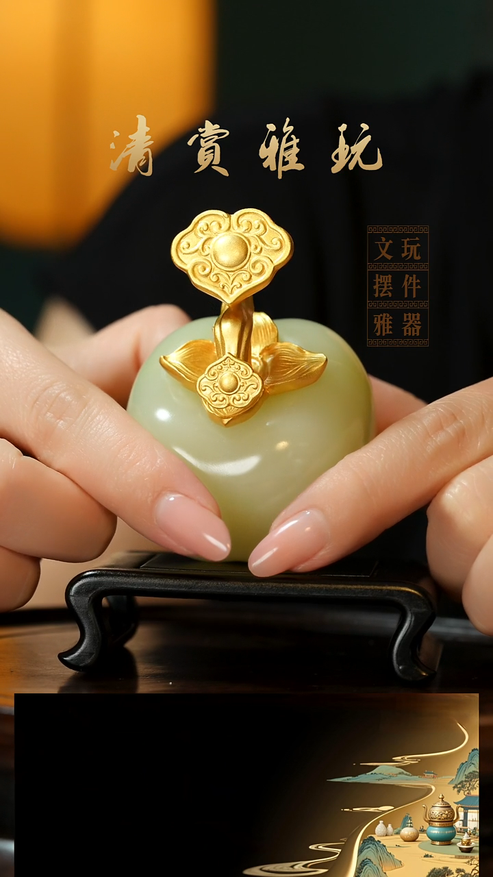 玉《事事如意》手把件摆件