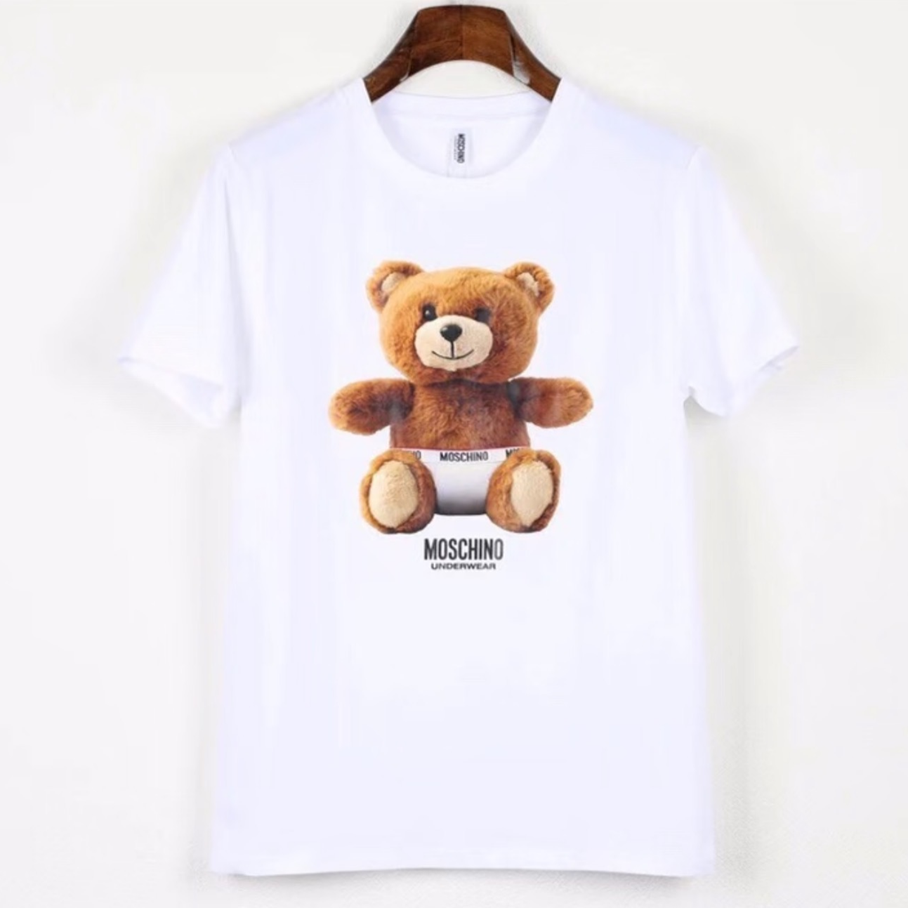 未使用 Moschino/莫斯奇诺 Swim系列经典墨镜熊金色泰迪熊短袖