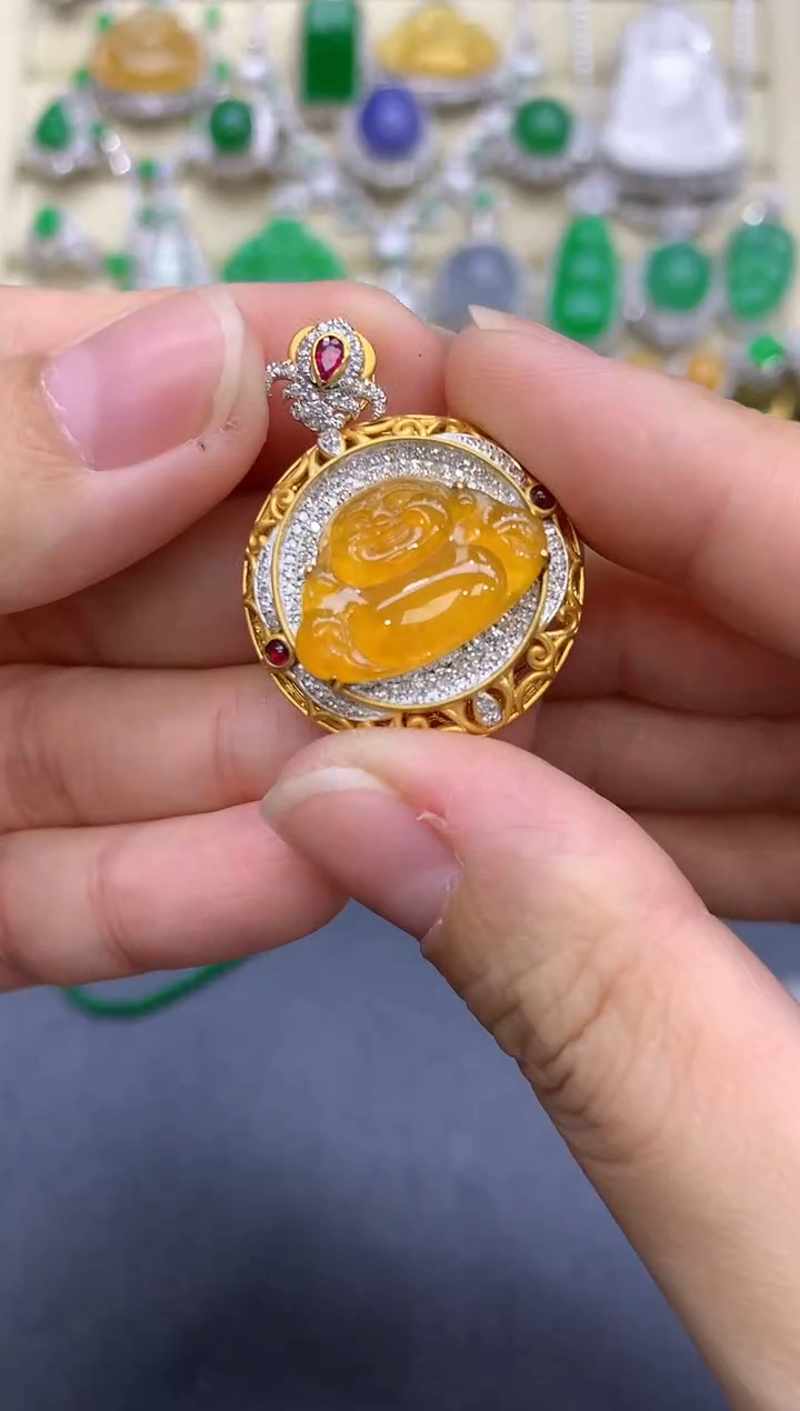 颈饰18K金镶嵌翡翠402-中国好珍宝