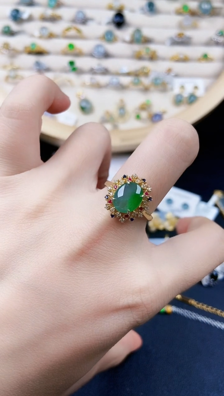 【闪购商品】翡翠银S925镶嵌戒指5646546