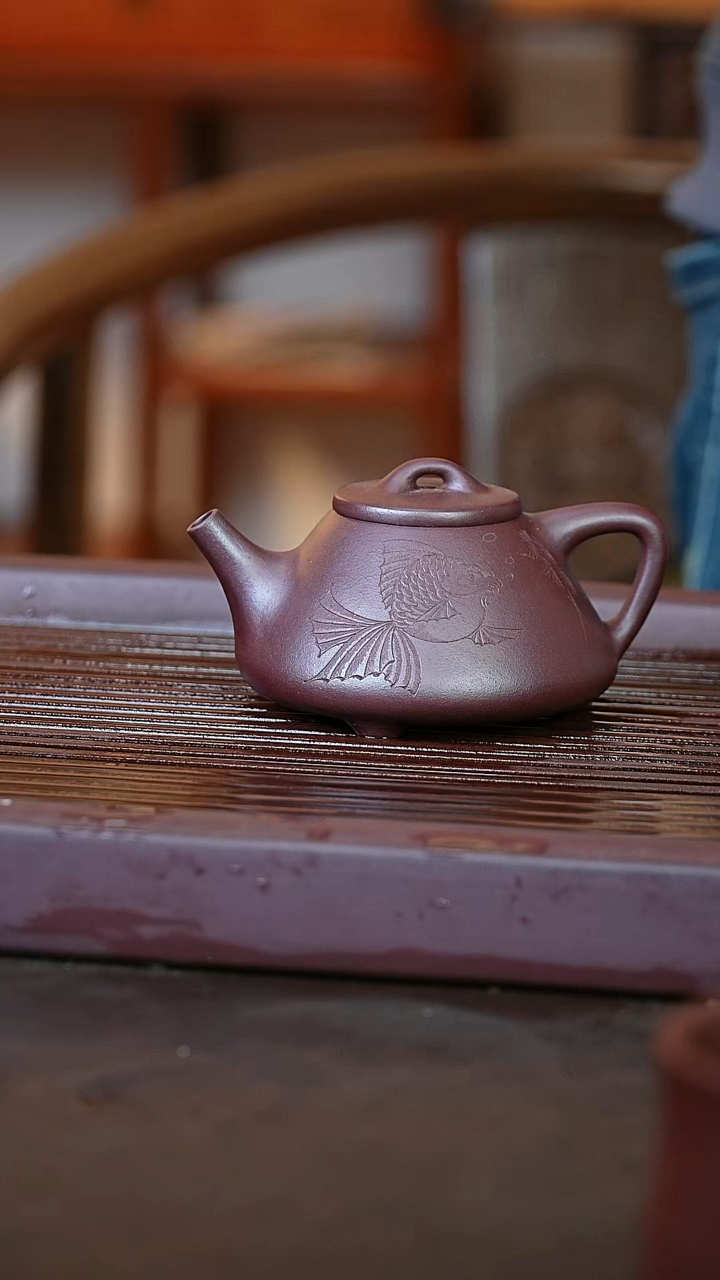 紫砂紫罗兰子冶石瓢