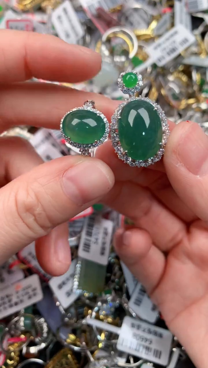 银S925镶嵌戒指翡翠111---1