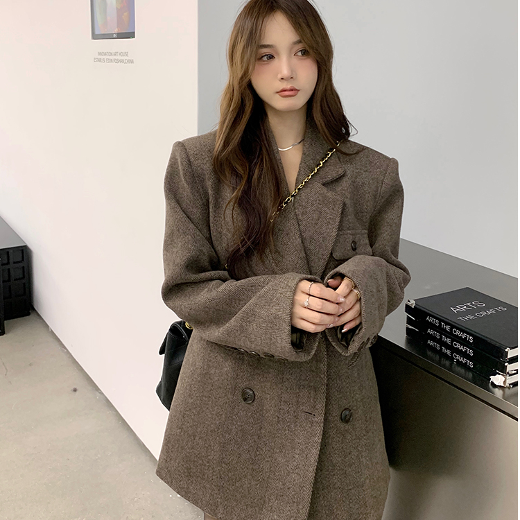 爆款新2025年款秋冬高级感毛呢小个子西装式大衣中长款短款外套