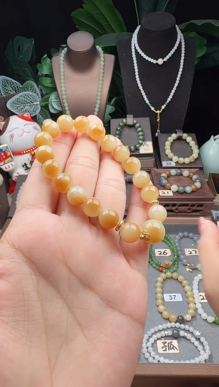 未镶嵌手串和田玉精品10m左右新疆且末糖玉手串