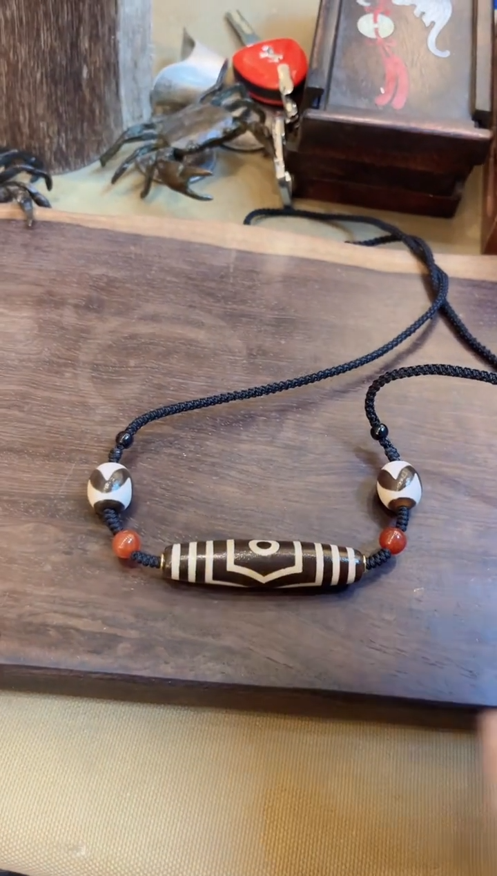 【闪购商品】玛瑙/玉髓颈饰未镶嵌P009 三眼带老风化纹玛瑙