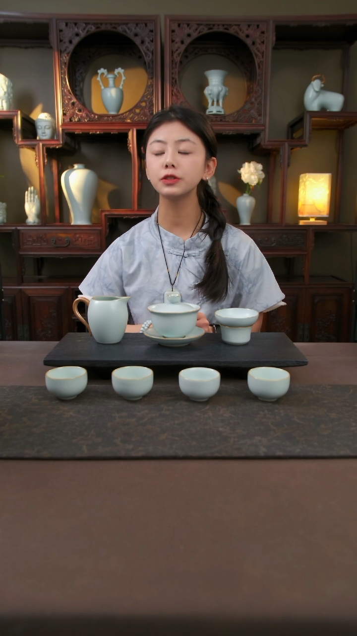 【闪购商品】杯随缘盖碗1温文杯4聆听海1悠然漏1