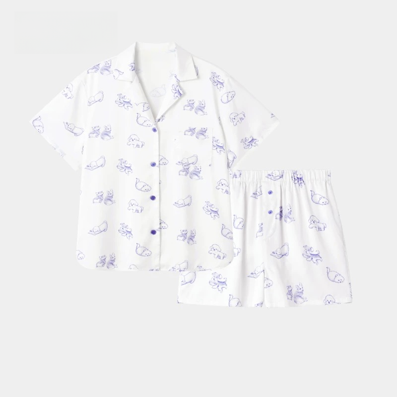 时梦也【星光缎PuppyClub】短袖短裤套装PuppyClub星光缎家居服春夏