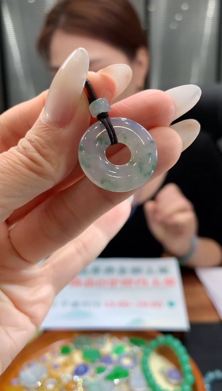 吊坠(不含链)未镶嵌翡翠5飘花甜甜圈吊坠