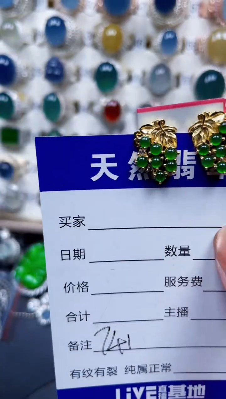 银S925镶嵌翡翠耳饰741