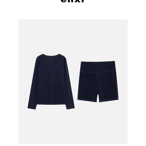 【恩熙】“羊毛+棉”亲肤柔软长袖T+短裤两件套套装KF1002483