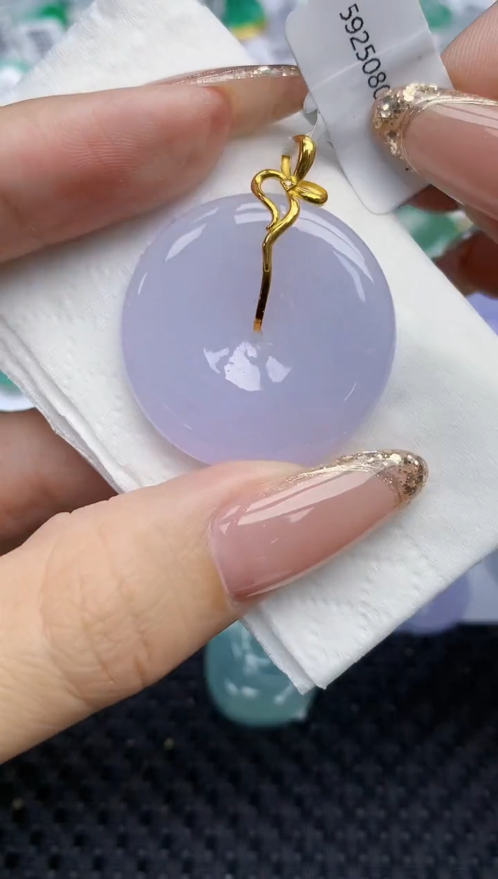 颈饰18K金镶嵌翡翠361   天然翡翠A货  百元以上9米证书费自理