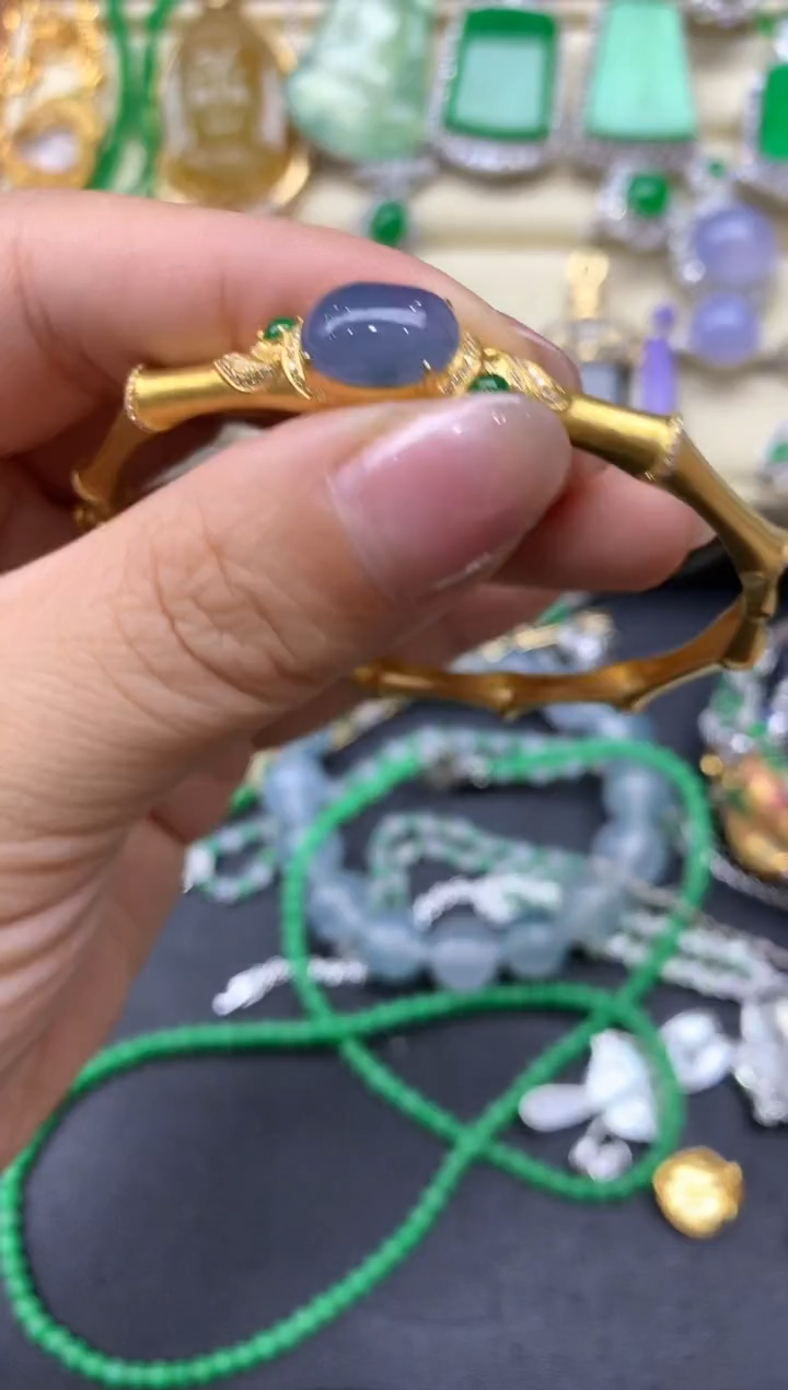 【闪购商品】翡翠手镯18K金镶嵌482-中国好珍宝