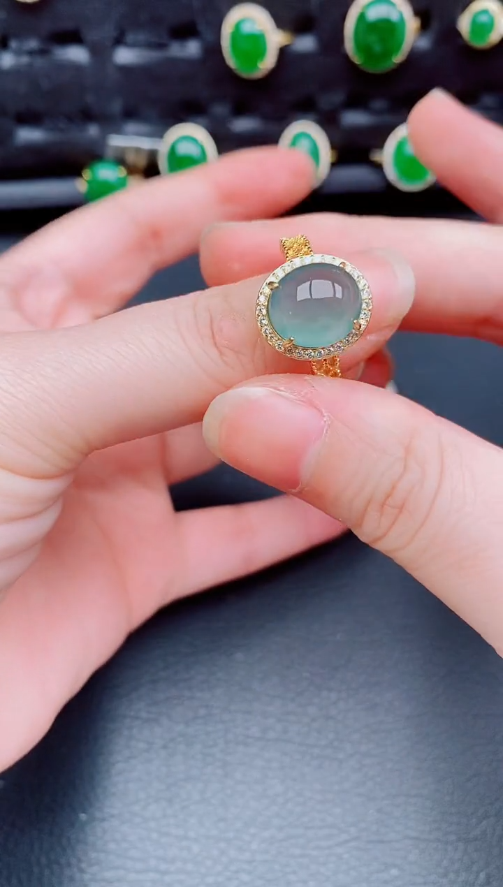 【闪购商品】翡翠戒指银S925镶嵌天然a货翡翠335