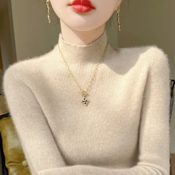 一线成衣秋冬新款半高领针织打底衫  百搭套头毛衣修身内搭