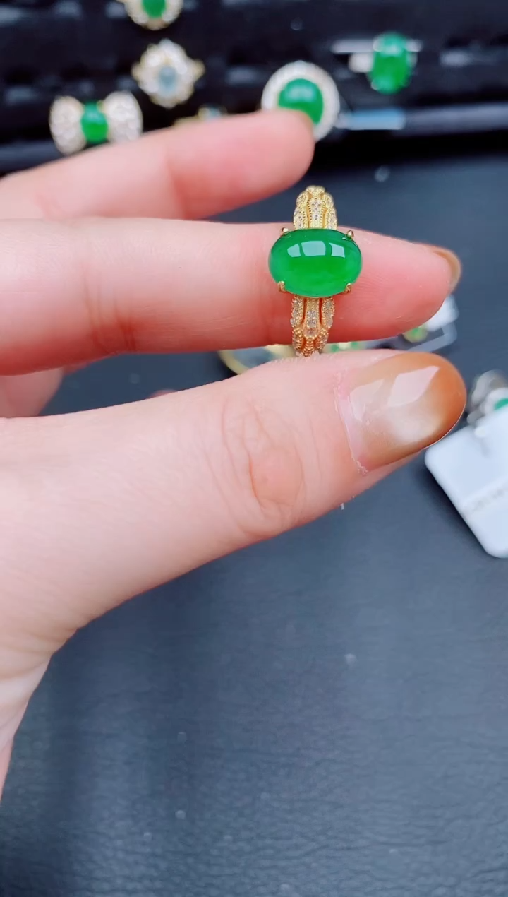 【闪购商品】翡翠戒指银S925镶嵌天然a货翡翠513