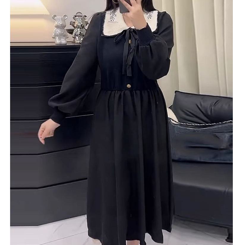 XIE9  韩版显瘦气质长袖连衣裙8178