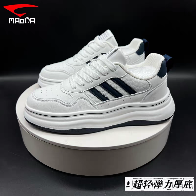 男2024秋冬新款时尚休闲板鞋厚底增高轻便软底小白潮鞋