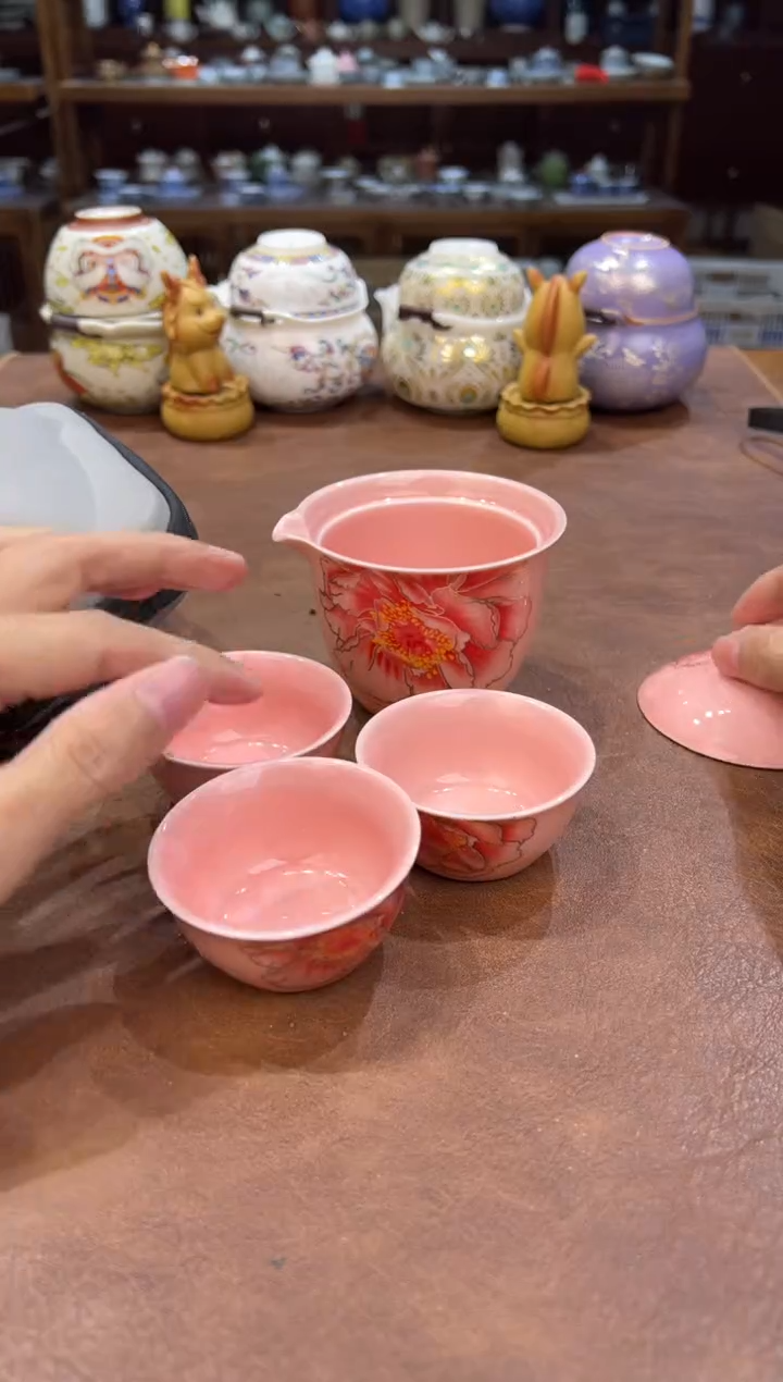 真的很便宜超好看会开片的旅行茶具