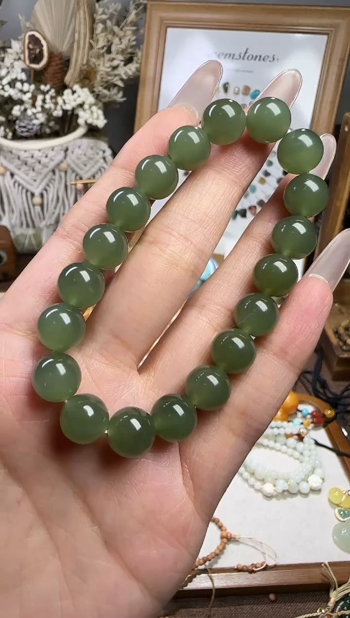 天然辰砂和田玉手串