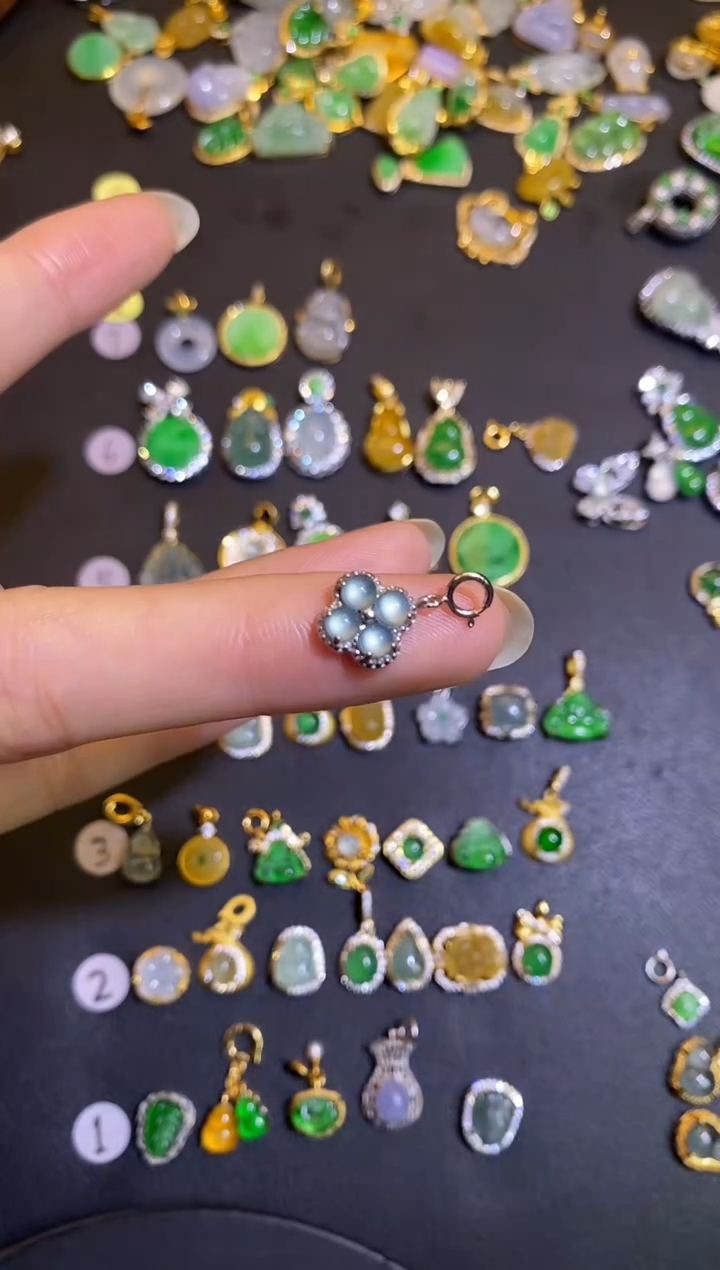 吊坠(不含链)银S925镶嵌翡翠1