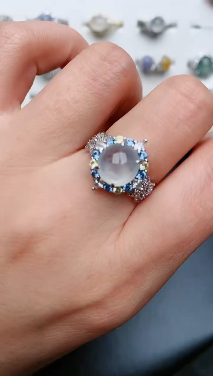 翡翠戒指银S925镶嵌.....