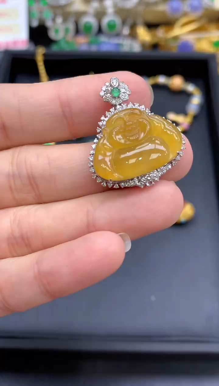 颈饰18K金镶嵌翡翠527-中国好珍宝