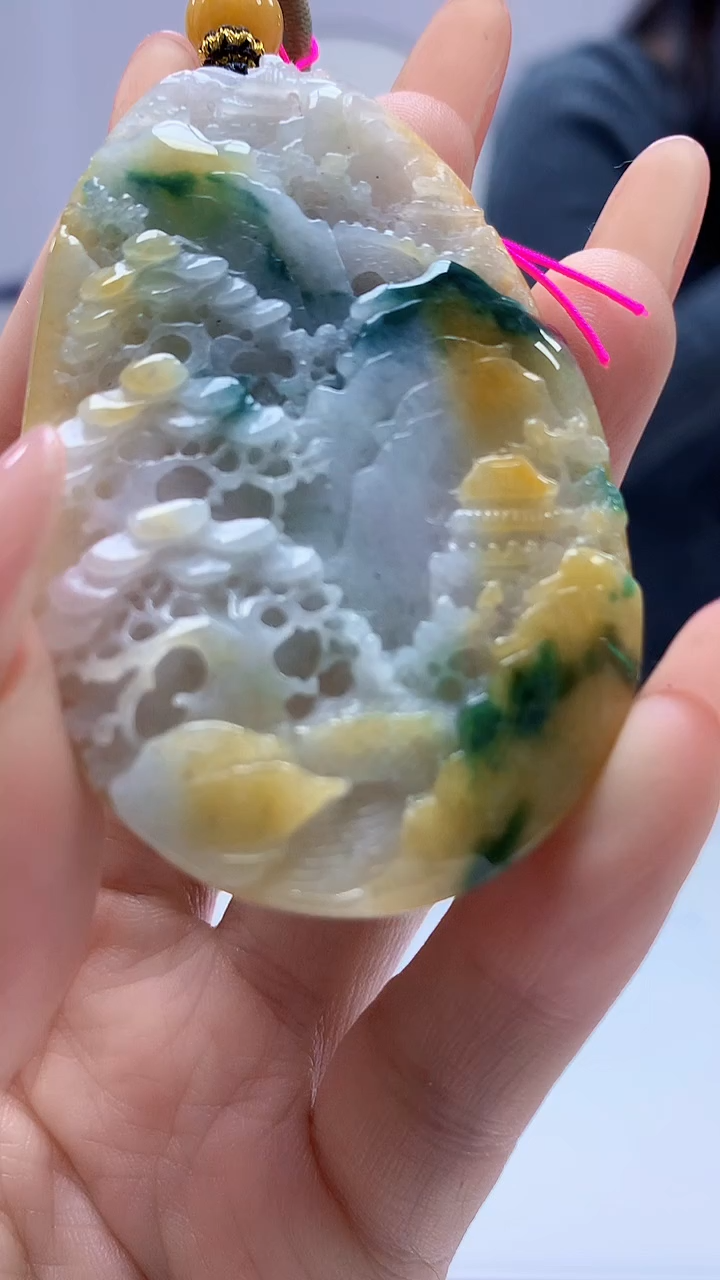 【闪购商品】定制翡翠未镶嵌4852DD-毛货挂件山水35