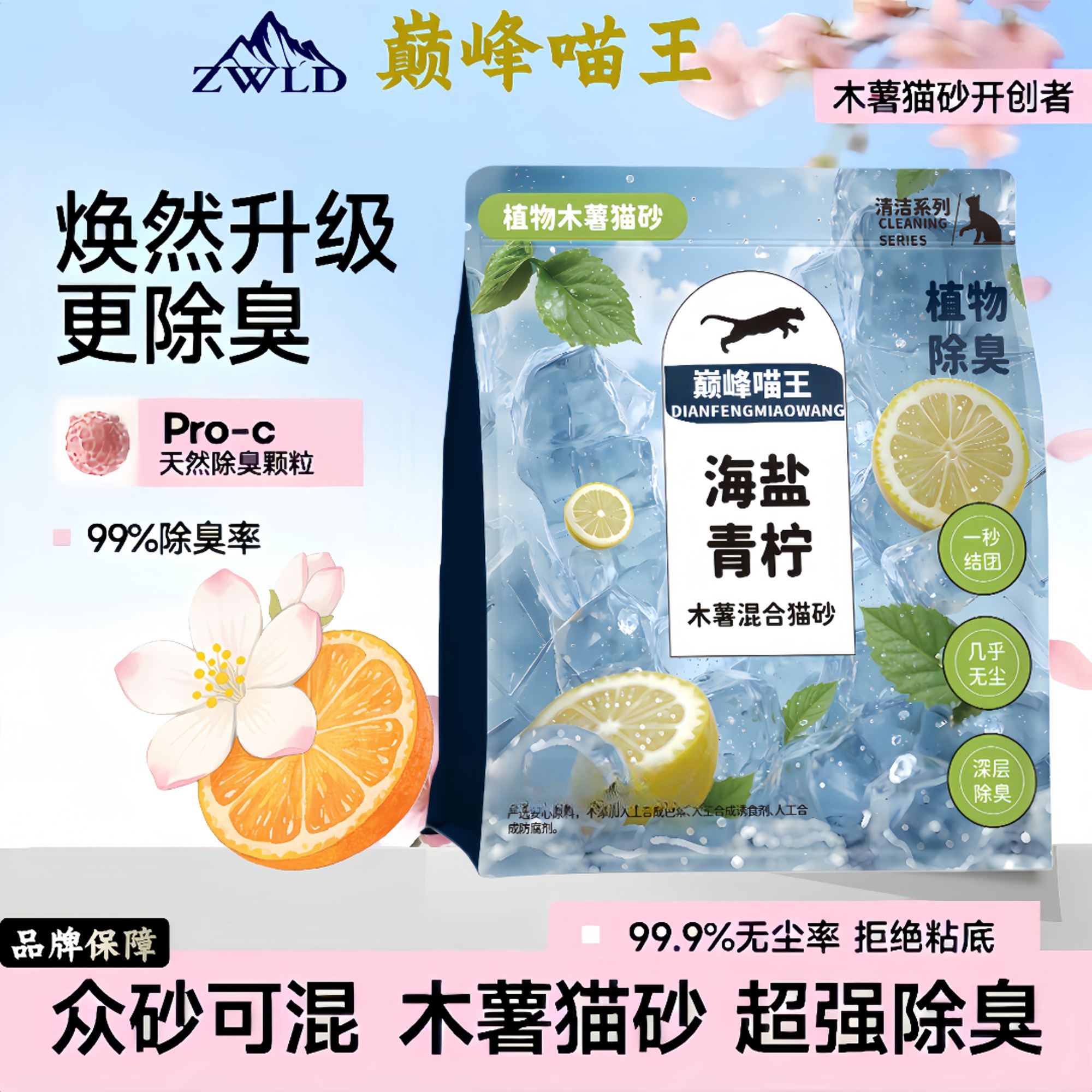 海盐青柠豆腐木薯混合砂几乎无尘秒结团