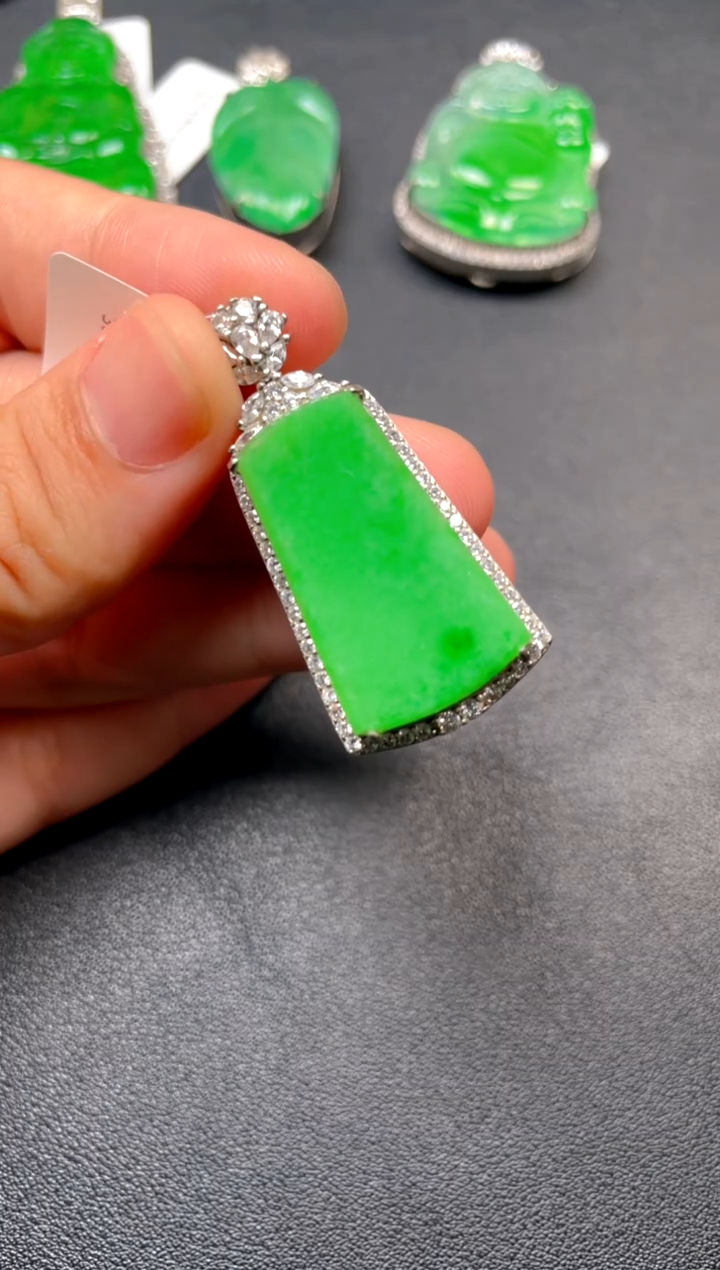 吊坠(不含链)银S925镶嵌翡翠吊坠