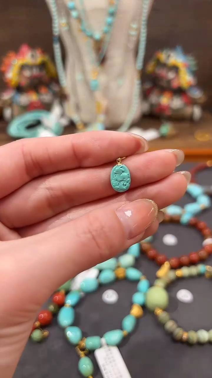 【闪购商品】绿松石提溜18K金镶嵌绿松石提溜