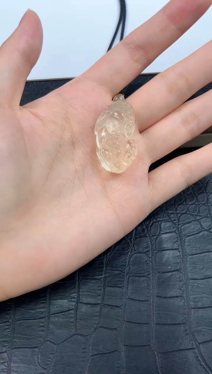 颈饰未镶嵌水晶7号柠檬黄水晶貔貅雕刻吊坠