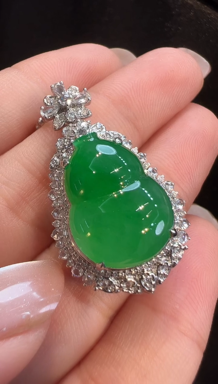 吊坠(不含链)18K金镶嵌翡翠冰*AL6吊坠