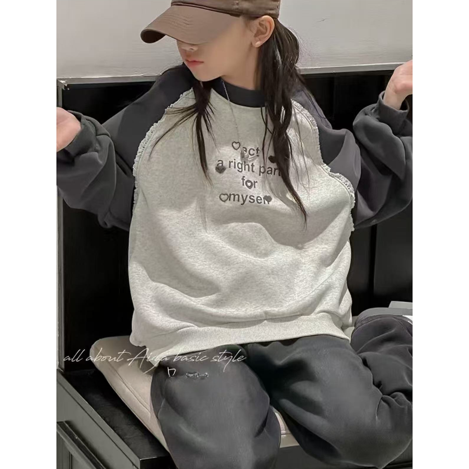 洋气款女童拼色加绒卫衣213