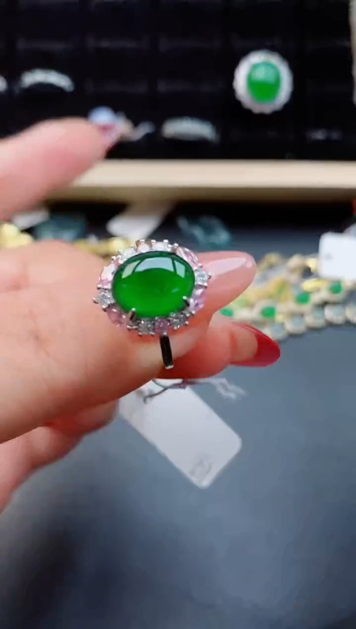 【闪购商品】翡翠戒指银S925镶嵌12121