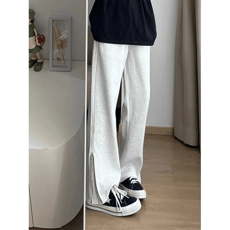 裤脚侧拉链弯刀卫裤男春季潮牌设计感宽松裤子美式休闲运动微喇裤