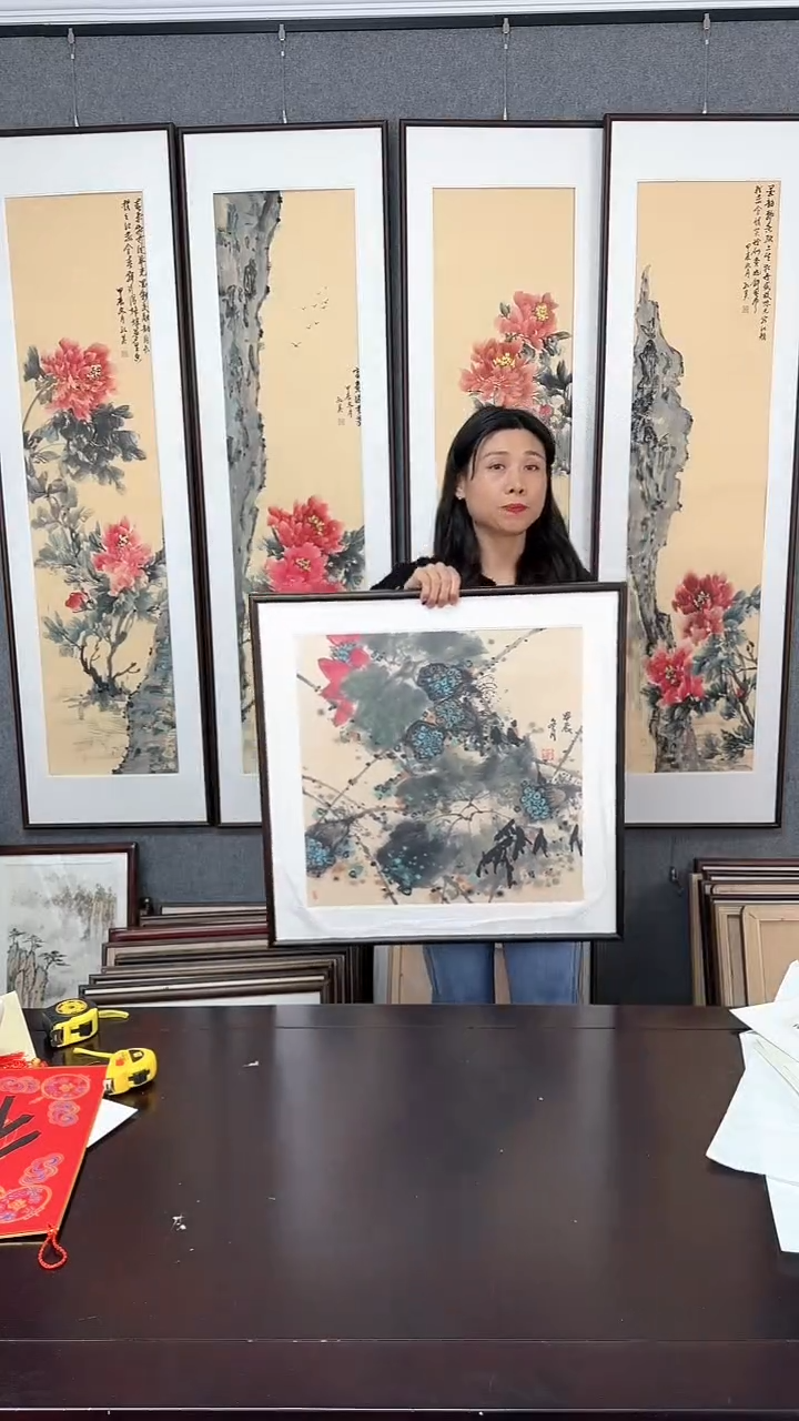 【闪购商品】国画荷花实木装裱