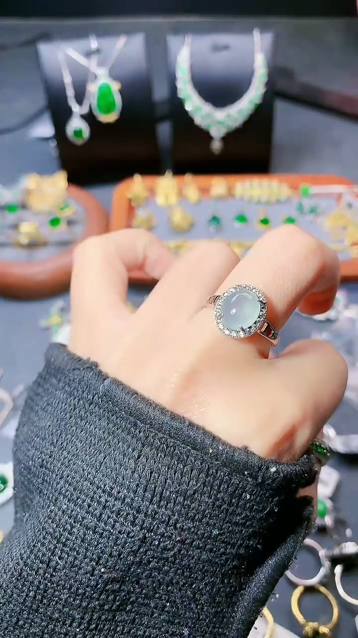 【闪购商品】翡翠戒指银S925镶嵌戒指