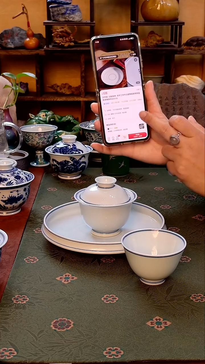 【手工手绘白胎盖碗套组（盖碗容量120cc）】