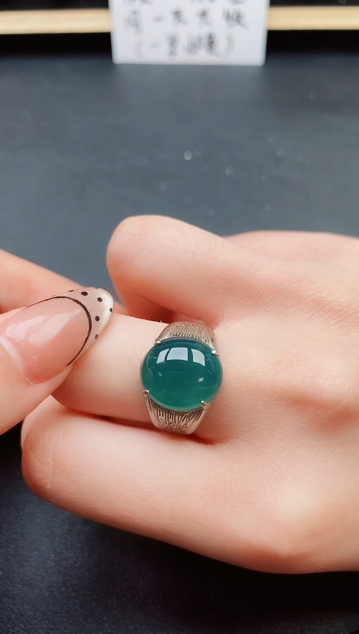 翡翠戒指银S925镶嵌12321