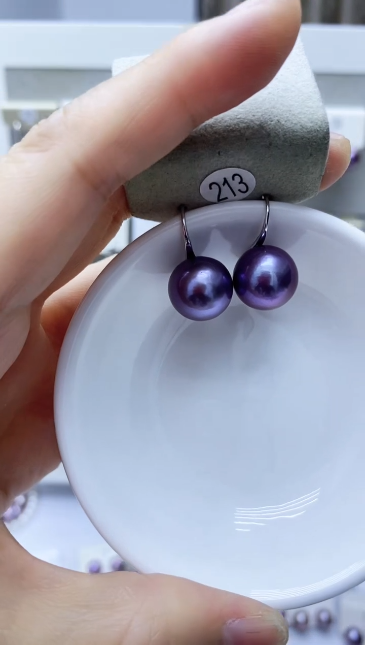 银S925镶嵌淡水珍珠耳饰213