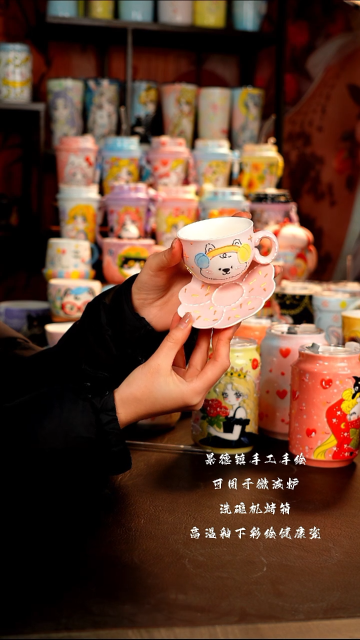 景德镇手工手绘陶瓷杯杯