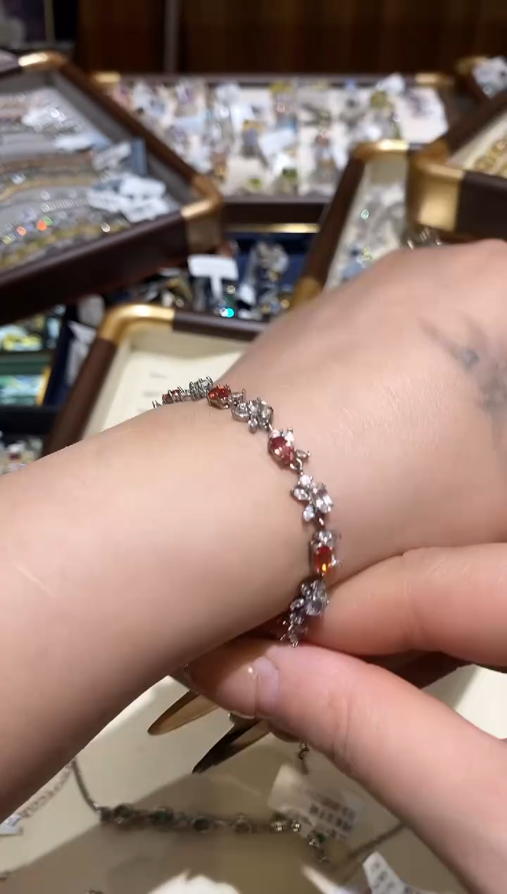 手链彩色蓝宝石银S925镶嵌楚楚珠宝中古甄选不退换