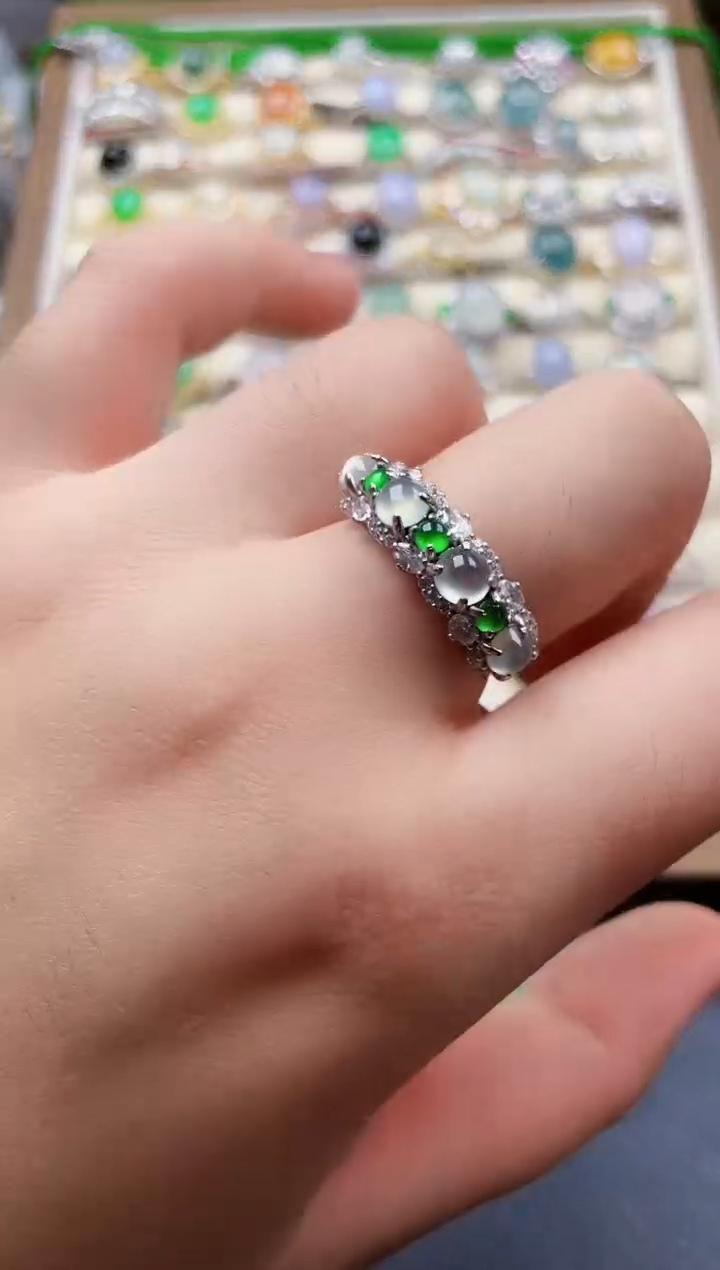 银S925镶嵌戒指翡翠195